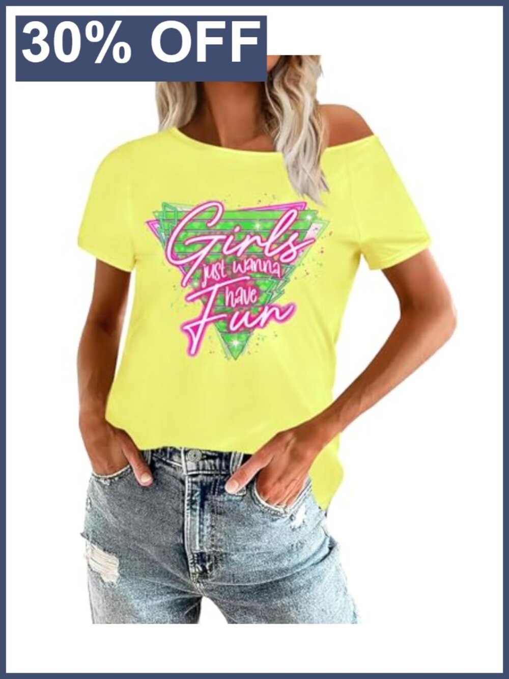 Off Shoulder 80s Disco Party Top Women Retro Theme Tee